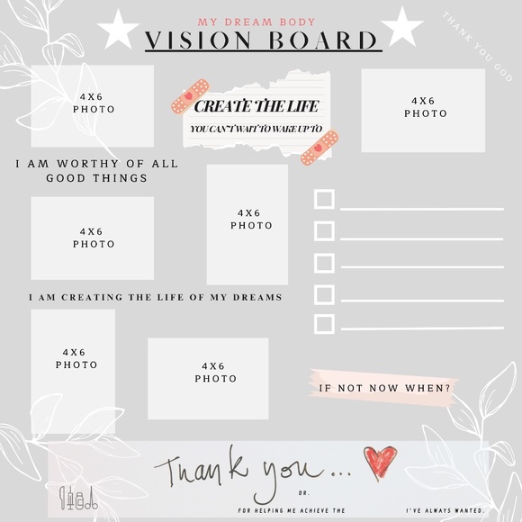 Dream Body Vision Board Poster 24X24 - Manifest Your Cosmetic Surgery & Fitness - Picture 2 of 7